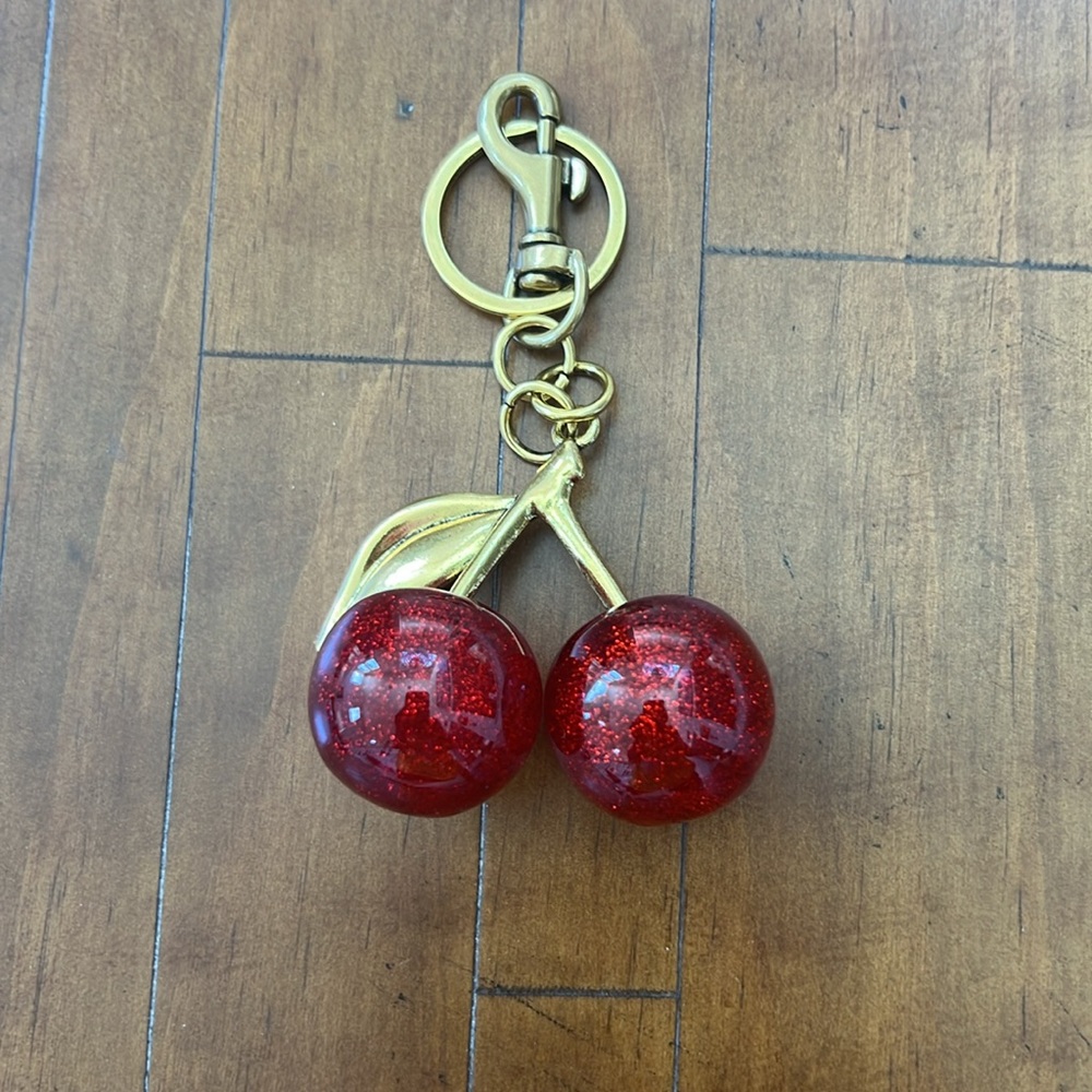 Cherry Bag charm/Keychain with Gold Accents